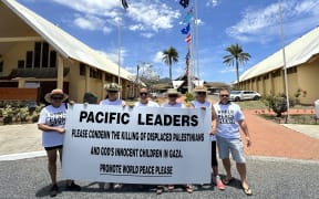 Owner and fashion designer of prolific Cook Island brand TAV Pacific Ellena Tavioni is leading the peaceful protest. 8 November 2023.