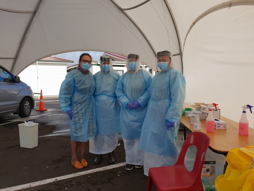 South Seas Healthcare nurses at the pop up testing centre near the Manukau Samoan Methodist Church.