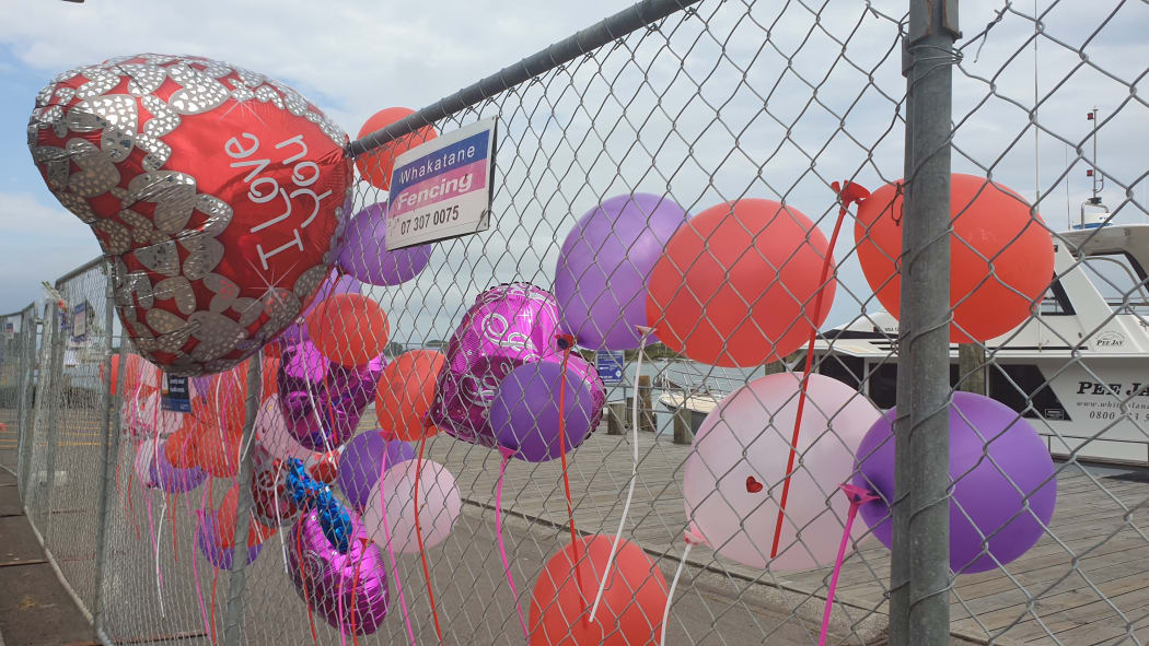 Tributes left at White Island Tours base after families returned this morning.