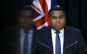 Minister for Broadcasting, Communications and Digital Media Kris Faafoi speaks during a media conference at Parliament on 23 April 2020
