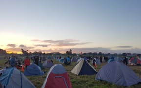 Ihumātao protesters camping overnight on the grounds on Saturday, 28 July.