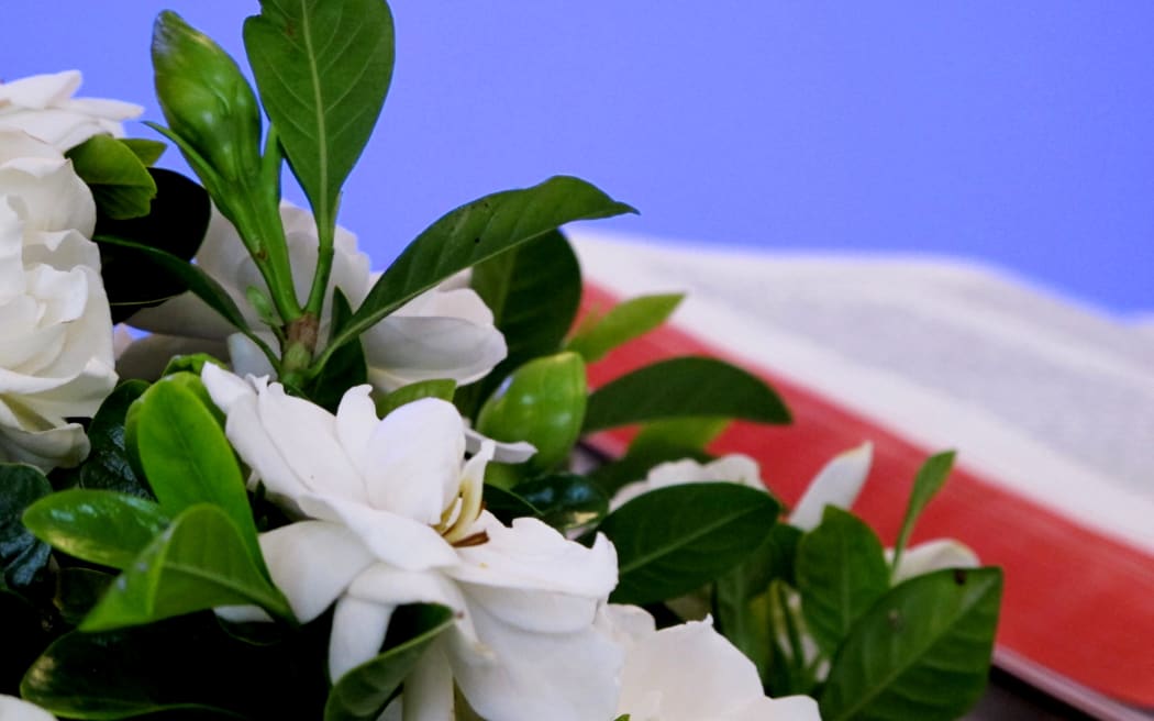 Bible and flowers on a church altar