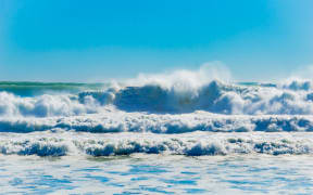 Turbulent sea at Mount Maunganui Main Beach,  Tauranga New Zealand