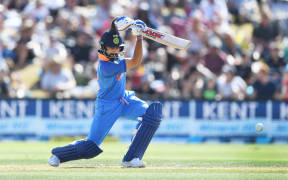 India's captain Virat Kohli in action against the Black Caps.