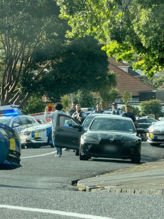 Police have arrested four people in Mission Bay after a member of the public stopped them holding what appeared to be firearms in a vehicle.