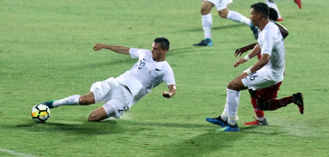 Defender Adam Mitchell playing for the All Whites