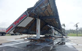 Petrol station near Ba on Fiji's Viti Levu mainland after Cyclone Winston