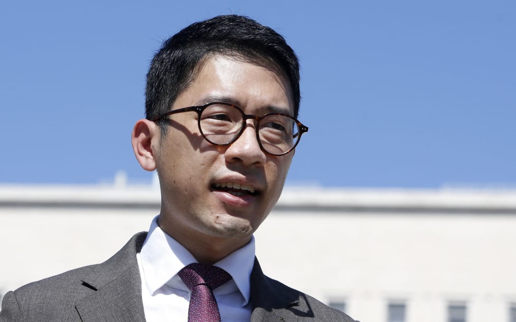 ROME, ITALY - AUGUST 25: Exiled Hong Kong's activist Nathan Law meets the press outside of the Italian Foreign Ministry headquarters ahead of a meeting between Italian Foreign Minister Luigi Di Maio and his Chinese counterpart Minister Wang Yi in Rome, Italy, on August 25, 2020.
