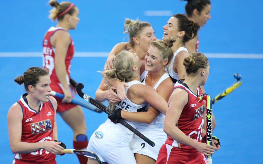 The Black Sticks celebrate a win against The USA