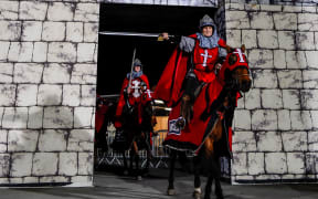 Crusaders horsemen at the Super rugby quarter final in July 2018.