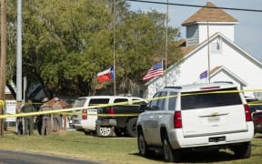 The First Baptist Church, where dozens of worshippers were killed.