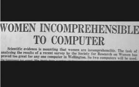 Newspaper headline reading women incomprehensible to computer