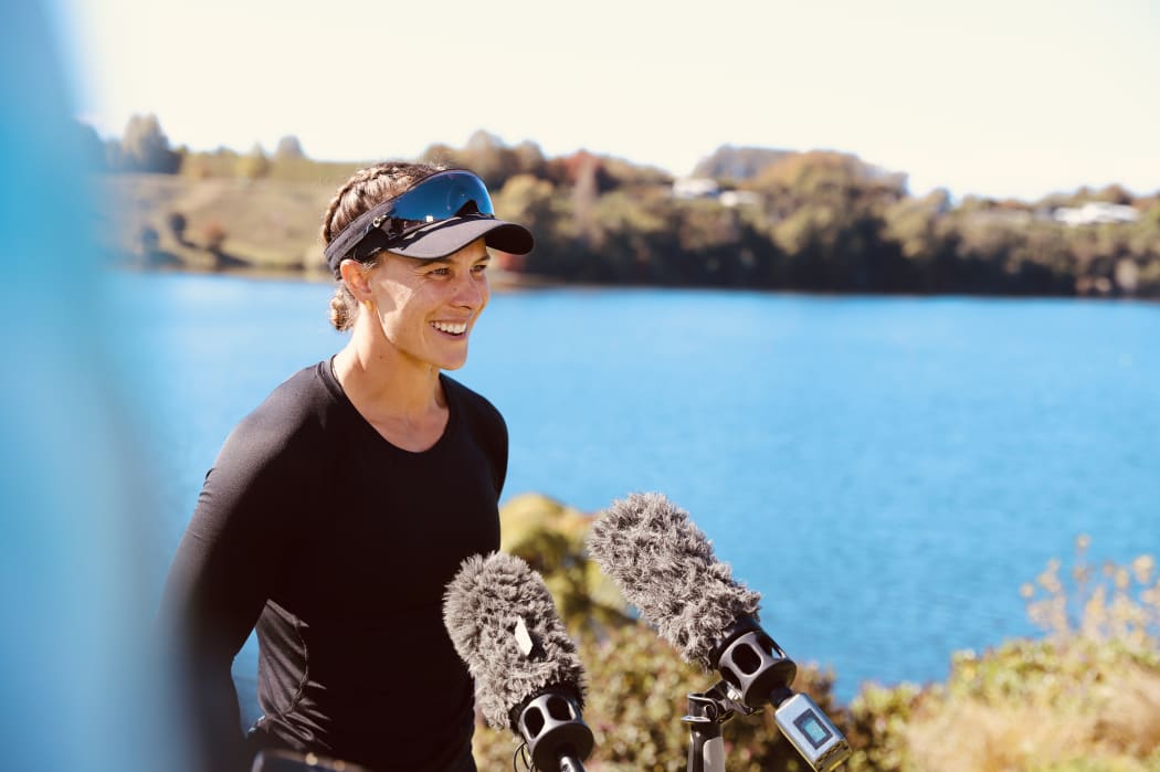 Lisa Carrington speaks to media.