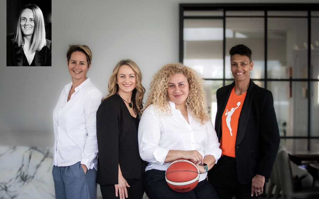 (L-R): Rachel Howard (inset), Jo Caird, Dani Marshall, Jody Cameron, “Georgie” Paula George