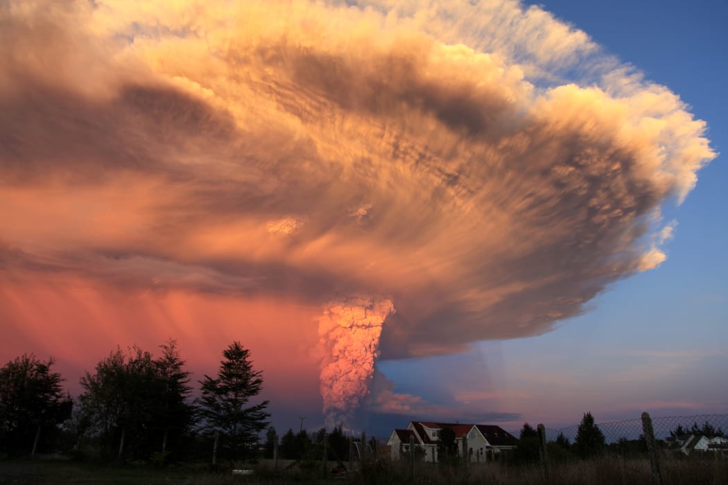 A view of Calbuco from Puerto Montt, southern Chile, on 22 April.