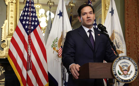 New US Secretary of State Marco Rubio, during his swearing in as the 72nd person to hold the title, on 21 January, 2025, in the Vice President's office at the White House.