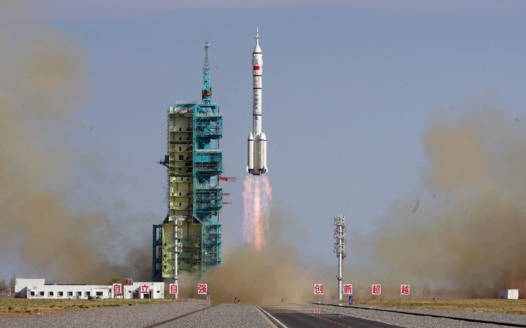 A Long March-2F rocket carrying the Shenzhou-20 spacecraft and crew takes off from the Jiuquan Satellite Launch Center in China's Gansu province on 24 April.