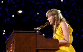 Taylor Swift wears a Roberto Cavalli outfit while performing "You're Losing Me" at the MCG 16 February, 2024. (Photo by Graham Denholm/TAS24/Getty Images for TAS Rights Management)