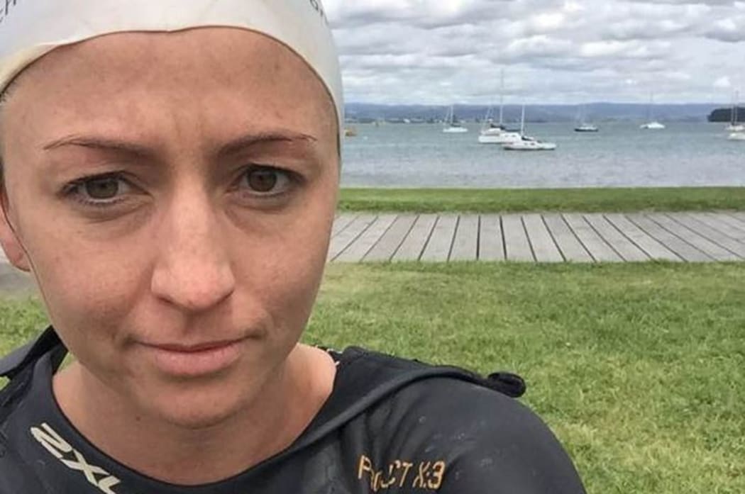 A shark in Pilot Bay surprised Auckland swimmer Sarah O’Grady.