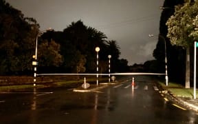 Gillies Ave in Epsom, cut off after a major storm overnight brought down trees and cut power in the area.