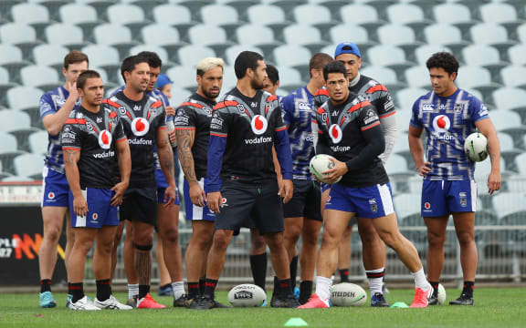 The New Zealand Warriors train at Central Coast Stadium.