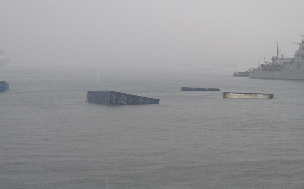 Containers floating in Suva harbour