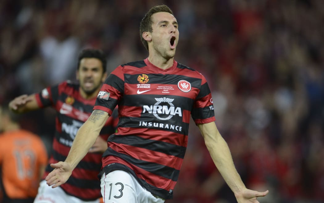 Western Sydney Wanderers player Matthew Spiranovic celebrates. 2014.