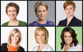 Six portraits of women broadcasters: Mary Wilson (RNZ), Hilary Barry (TV3/Radio Live) Susie Ferguson (RNZ), Toni Street (TVNZ) Wendy Petrie (TVNZ) heather di Plessis-Allen (TV3)