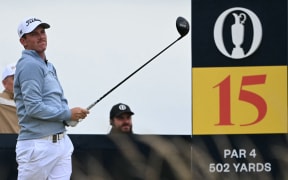 New Zealand's Daniel Hillier watches his drive from the 15th tee during his third round, on day three of the 152nd British Open Golf Championship at Royal Troon on the south west coast of Scotland on July 20, 2024. (Photo by ANDY BUCHANAN / AFP) / RESTRICTED TO EDITORIAL USE
