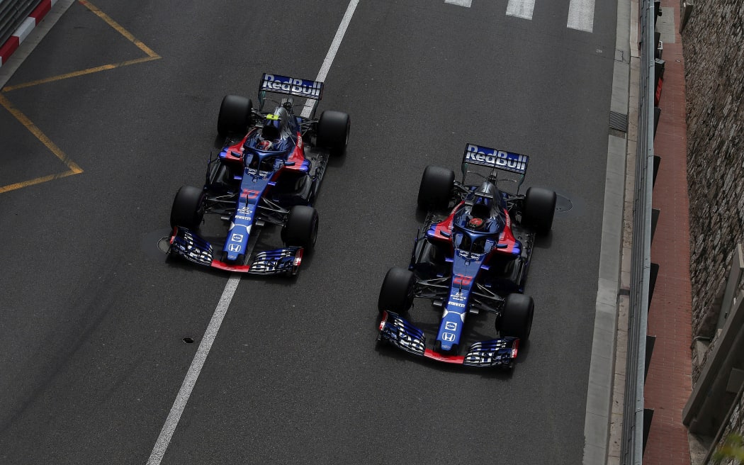 Toro Rosso team-mates Pierre Gasly and Brendon Hartley at Monaco Grand Prix.