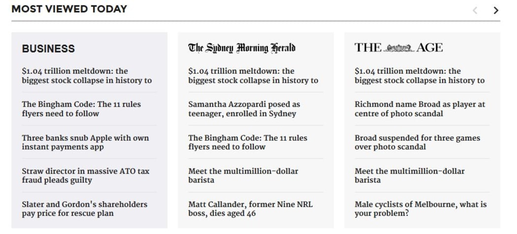 Most popular, most shared, most viewed lists on news websites don't reveal much about what individual readers might want next.