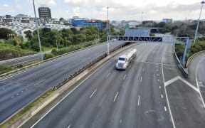 Traffic on the Auckland motorway near the central city at 11.30am on an atypical Thursday morning.