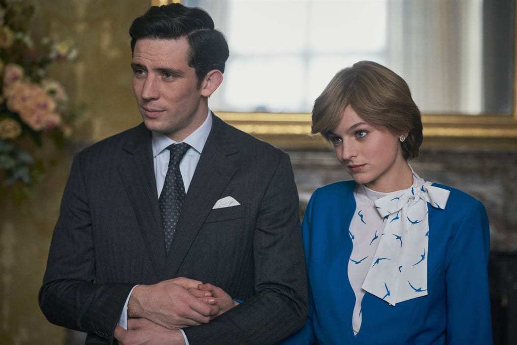 Emma Corrin as Princess Diana and Josh O'Connor as Prince Charles in Season 4 of The Crown