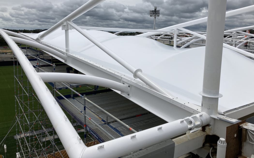 The new roof on Yarrow Stadium, pictured in November 2022.