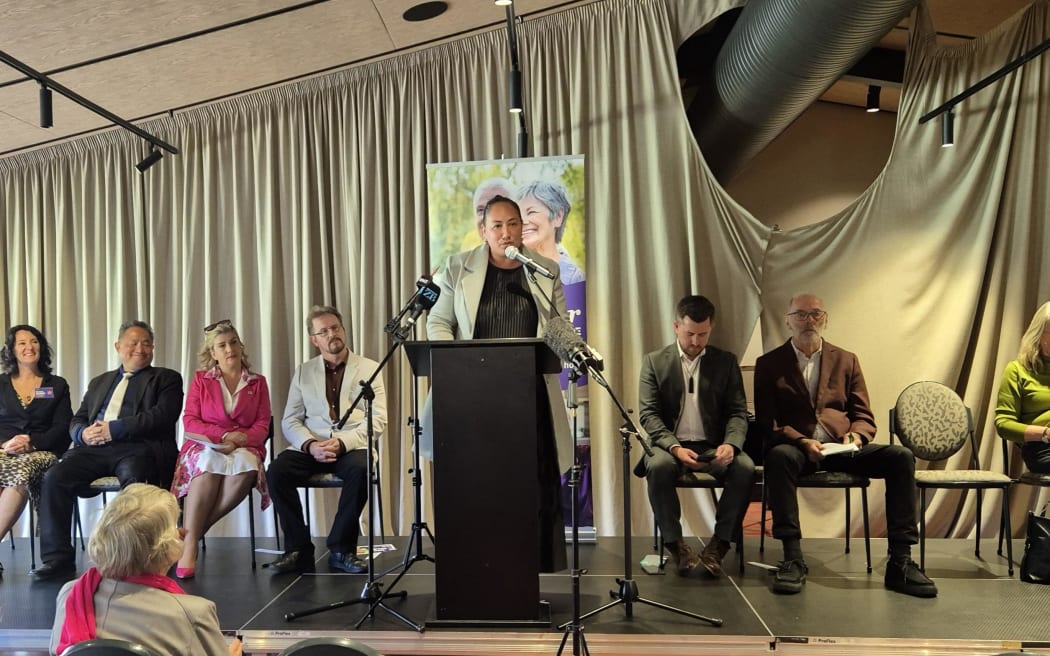 Auckland's mayoral candidates speak at an event in Northcote.
