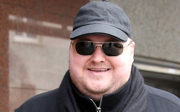 Kim Dotcom leaving court in 2015.