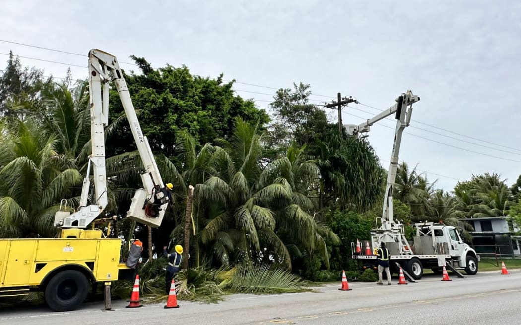 Guam Power Authority clearing trees and from powerlines.