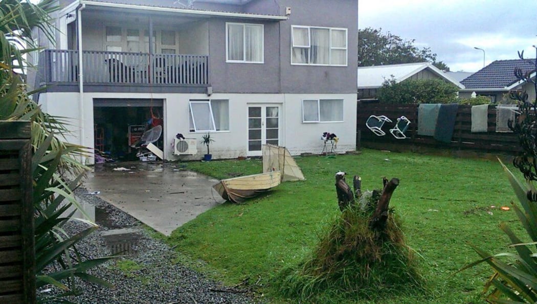 Justin Patterson in Paraparaumu was forced to move out of his house yesterday because of flooding.