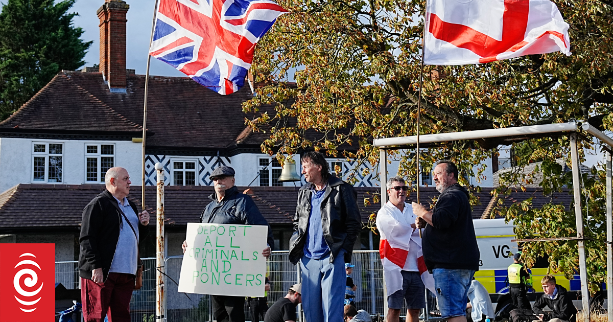UK police arrest five in London during anti-asylum protest