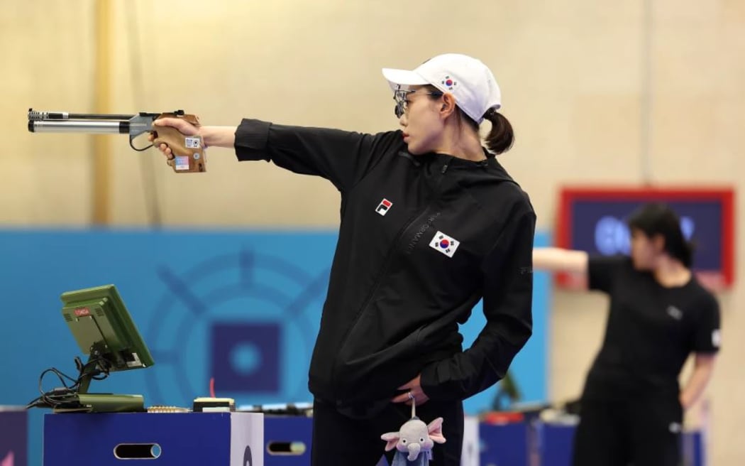 South Korean sharpshooter Kim Yeji sported sci-fi shooter glasses and an ice-cold stance during the women's 10m air pistol final.