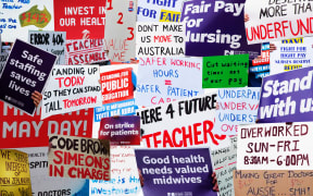 Composite of various strike action signs