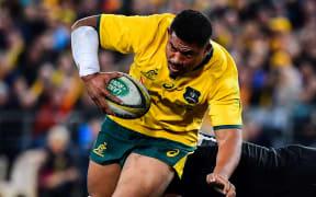 Wallabies hooker Tatafu Polata-Nau on the charge against the All Blacks in Sydney.