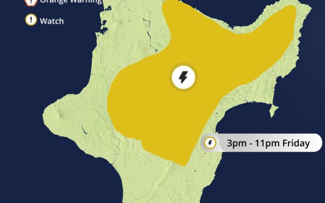 Thunderstorm warning for part of North Island