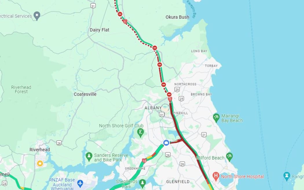 Traffic is incredibly heavy at 6pm on Thursday 11 July heading towards Silverdale, as far back as the North Shore on the Northern Motorway following a multi vehicle crash,