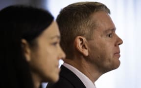 Labour Party president Jill Day and Prime Minister Chris Hipkins announce the Labour list for election 2023