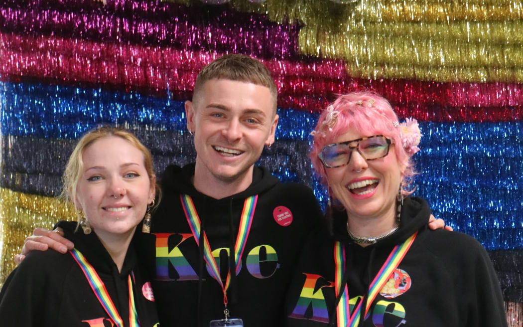 Three-quarters of the Pride Wairau organising committee: (from left) Amber Nye-Hingston, Jesse North and Gabe Bertogg. Not pictured is the fourth committee member, Briar Bradfield-Watson.