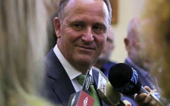 Prime Minister John Key speaking to journalists