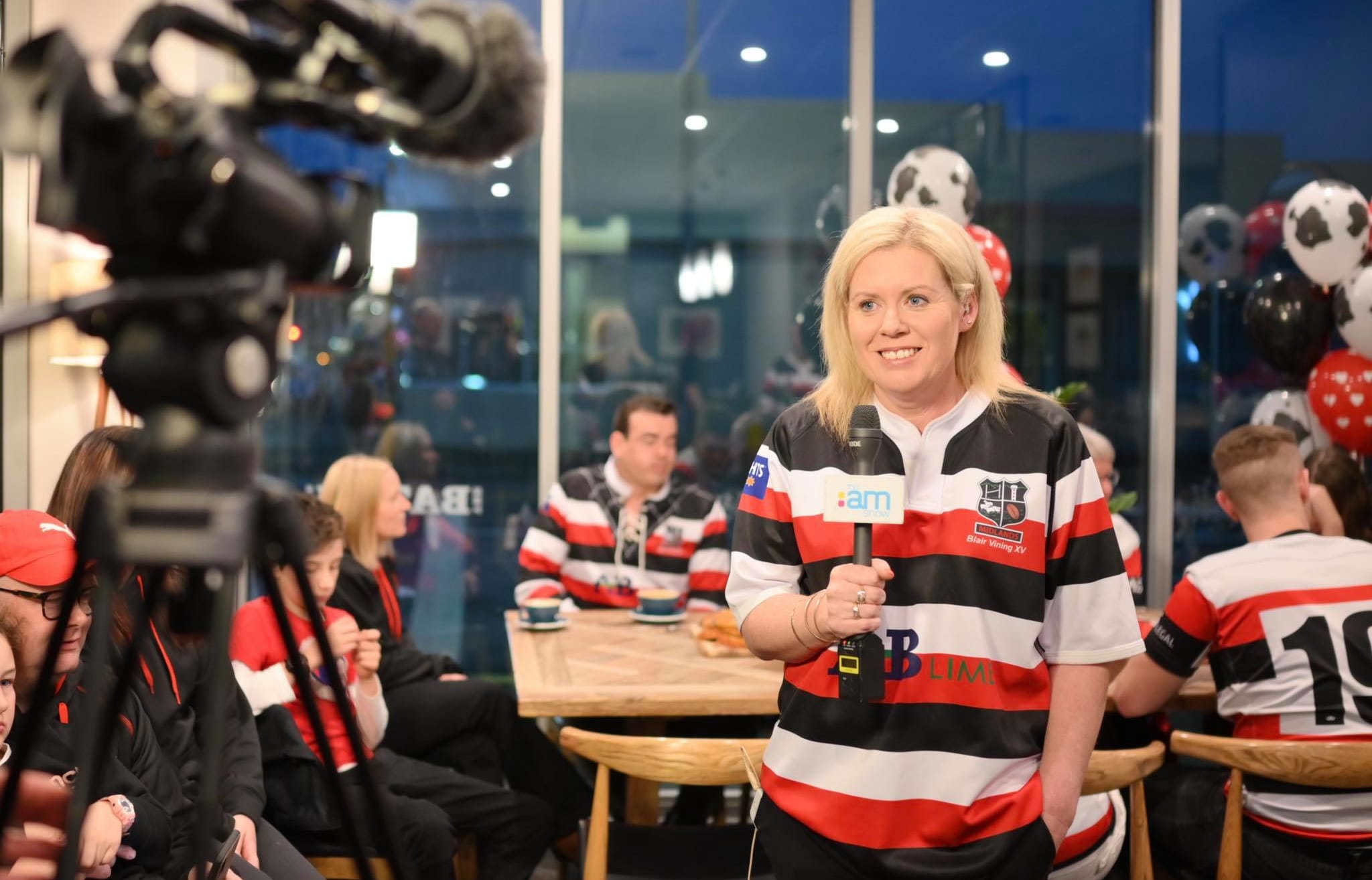 Southlander Melissa Vining making a TV appearance during the red, white and black day.