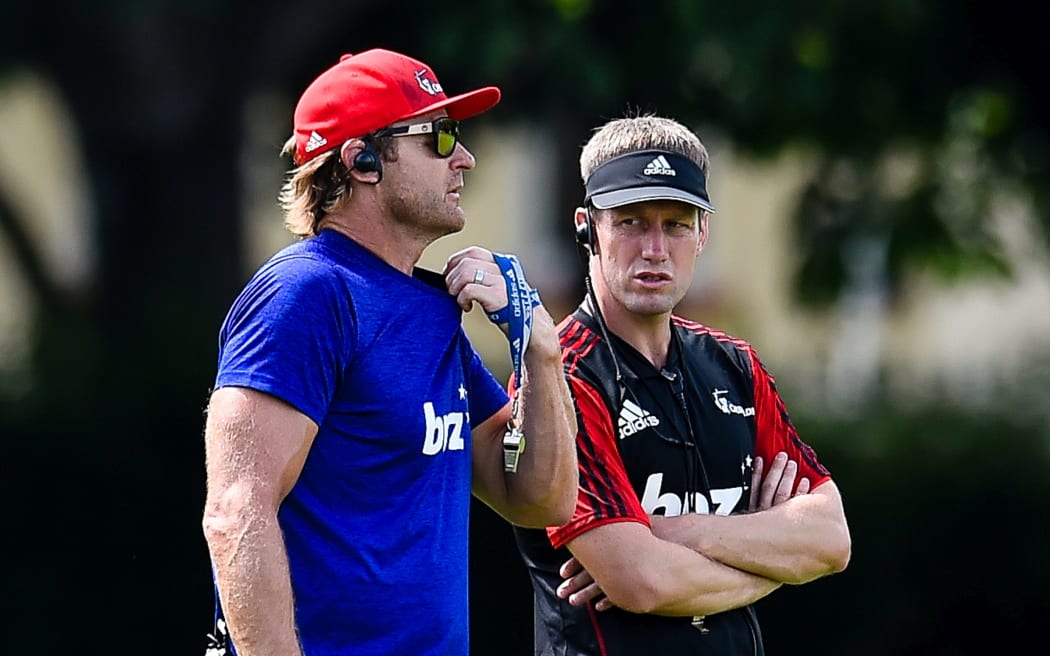 Scott Robertson Coach  and Ronan O'Gara Assistant Coach of the Crusaders.