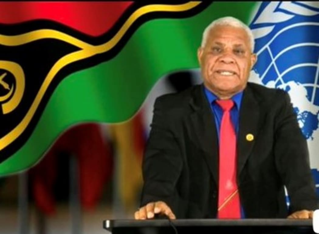 Vanuatu's Prime Minister Bob Loughman  addresses the 76th UN General Assembly by video link.